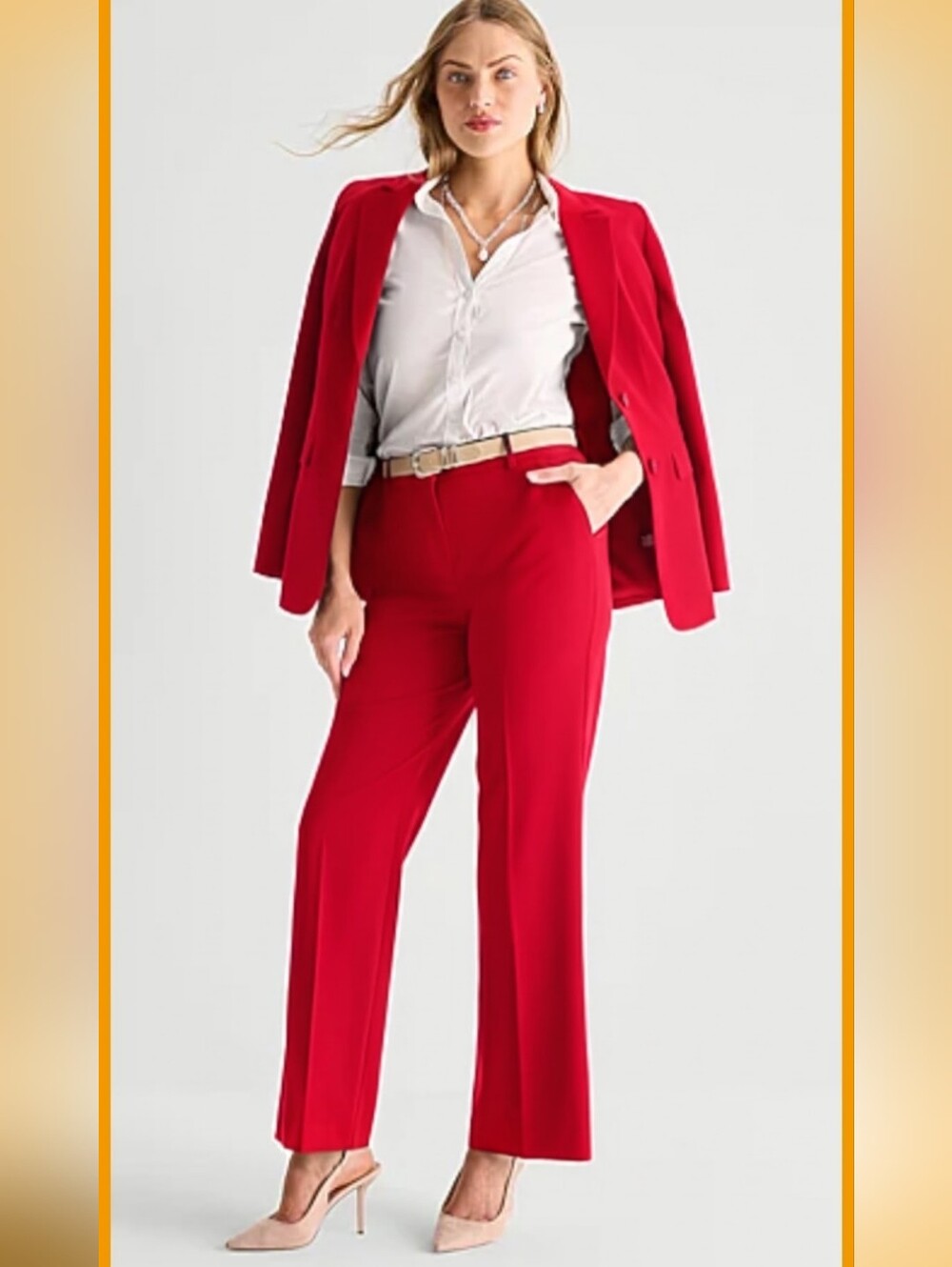 NWT Worthington Modern Fit Dress Pants ,Red Sz 12